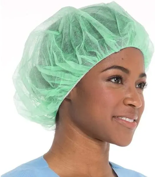 24" Green Bouffant Cap (1000/cs)