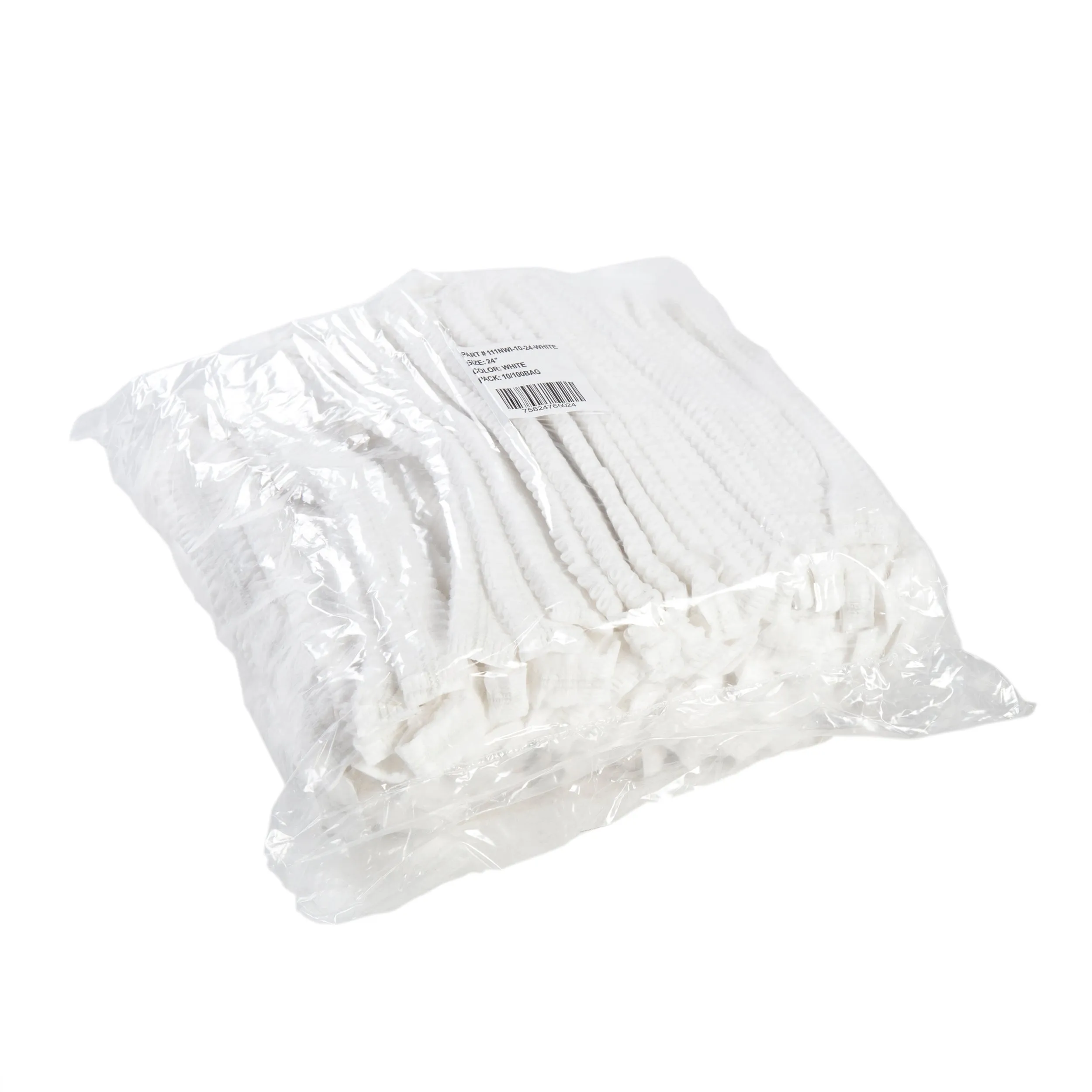 24" White Latex Free Pleated O.R. Caps, Case of 1,000