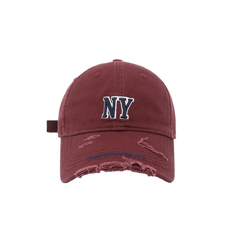 Baseball cap for women original American fashion brand ripped and frayed baseball cap Internet celebrity same style couple versatile soft top peaked cap