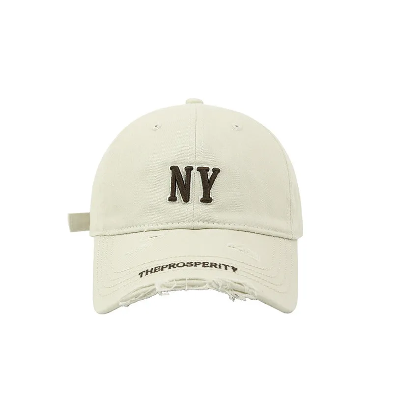 Baseball cap for women original American fashion brand ripped and frayed baseball cap Internet celebrity same style couple versatile soft top peaked cap