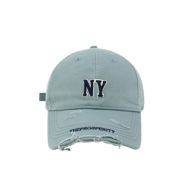 Baseball cap for women original American fashion brand ripped and frayed baseball cap Internet celebrity same style couple versatile soft top peaked cap