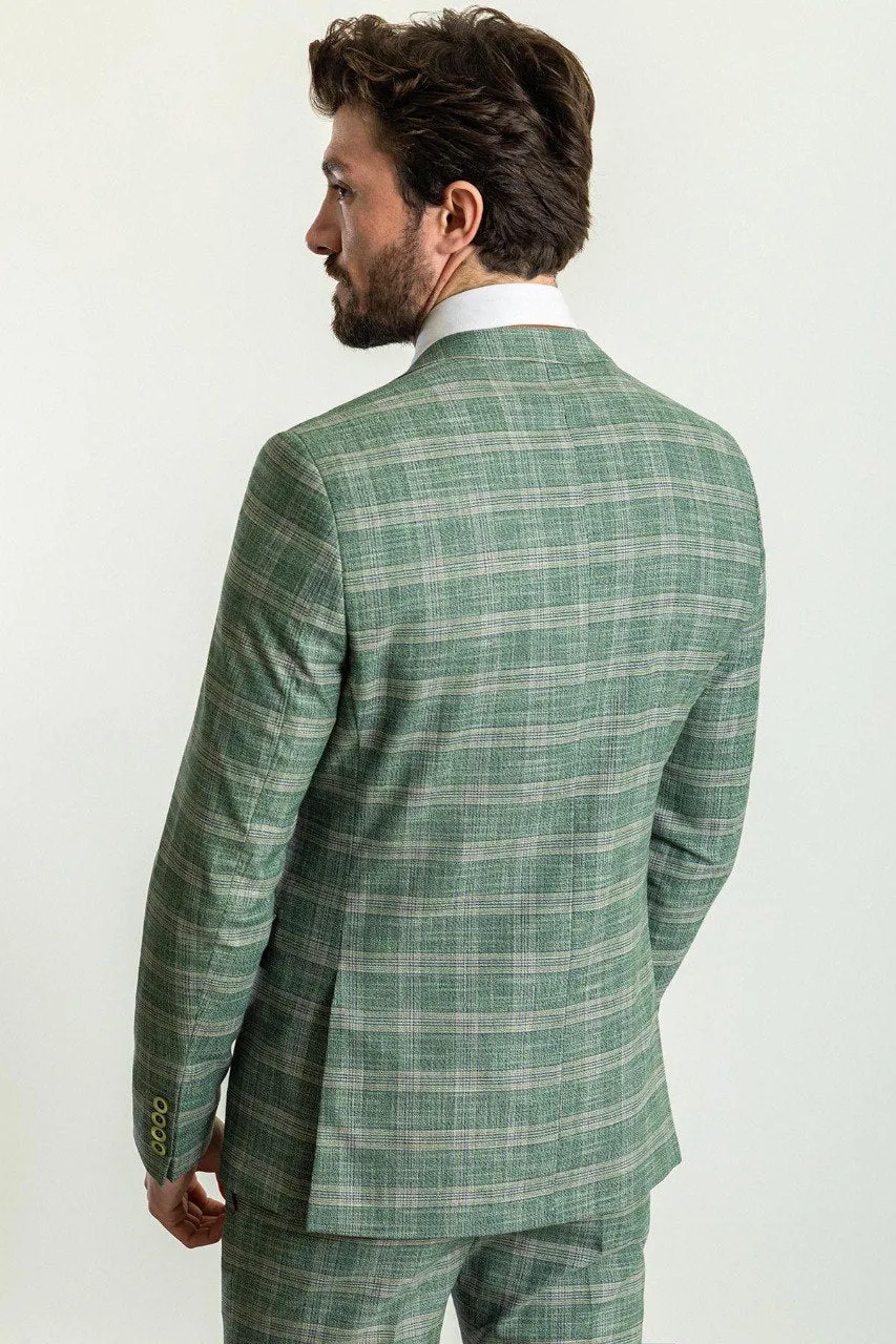 Bojoni Trivento Green Plaid  Slim Fit Suit