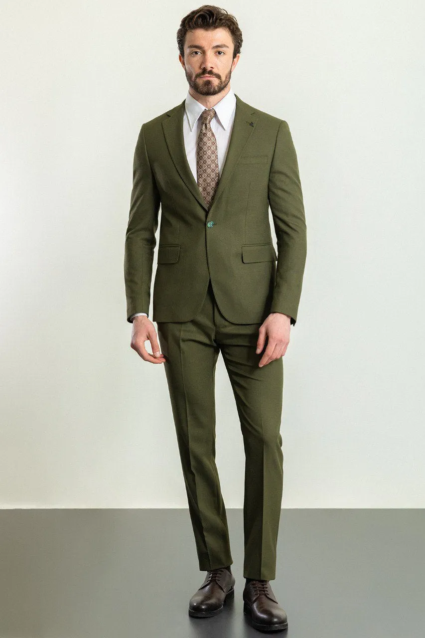 Bojoni Trivento Khaki 2 Pieces  Slim Fit Suit