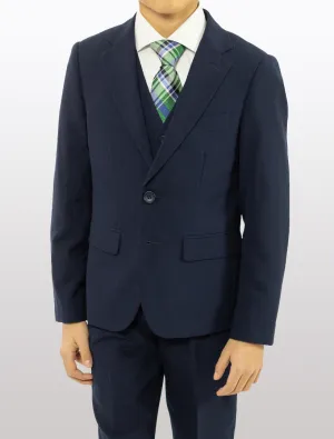 Boys' Navy Classic Fit Vested Suit