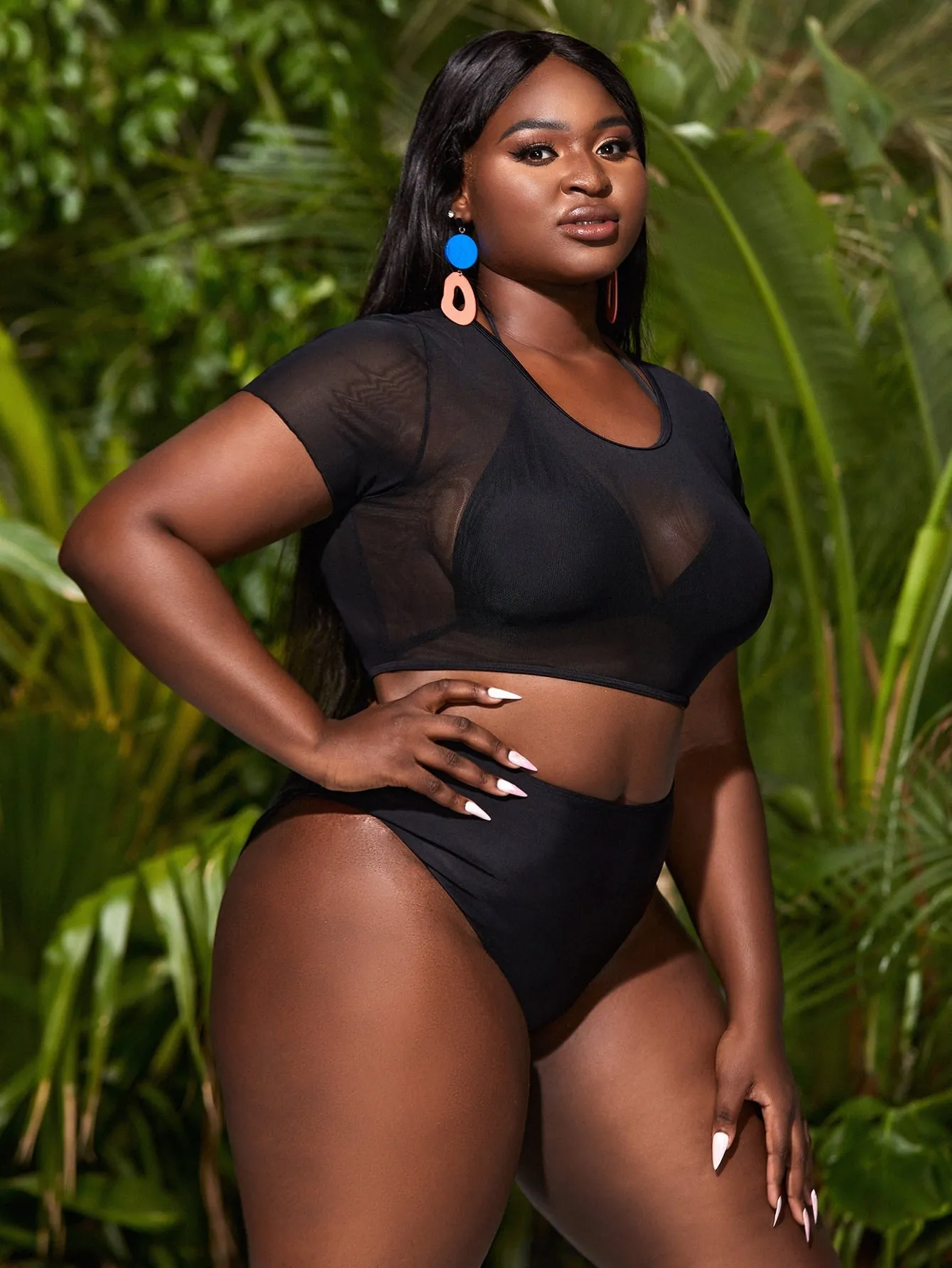 Casual Plain Halter Plus Size Tankini