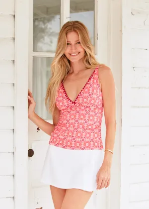 Coral Gables Reversible Embroidered Tankini Top