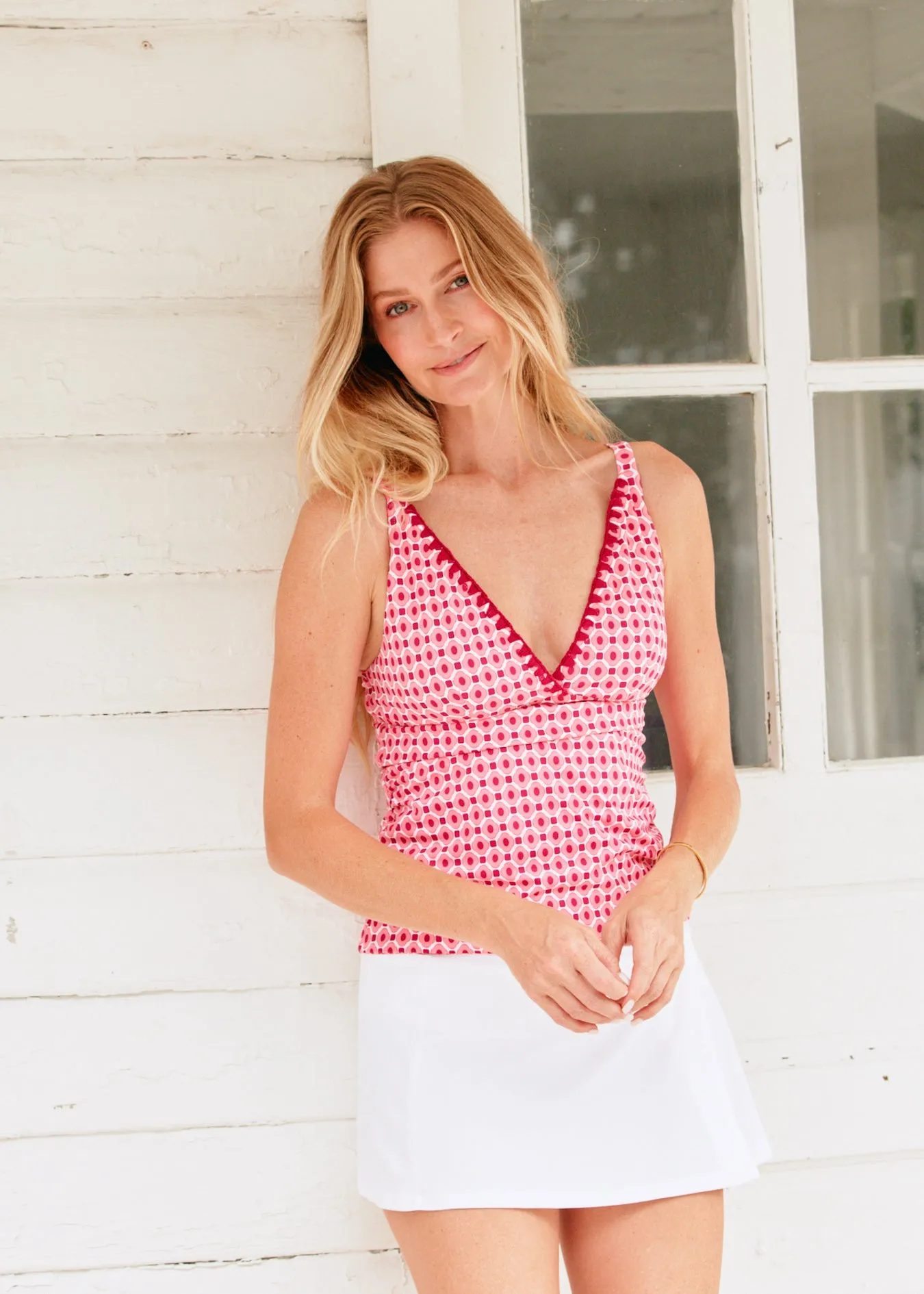 Coral Gables Reversible Embroidered Tankini Top