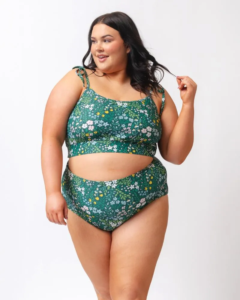 Cottage Floral/ Basil Reversible Ultra High-Waist Bottom