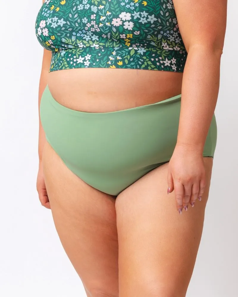 Cottage Floral/ Basil Reversible Ultra High-Waist Bottom