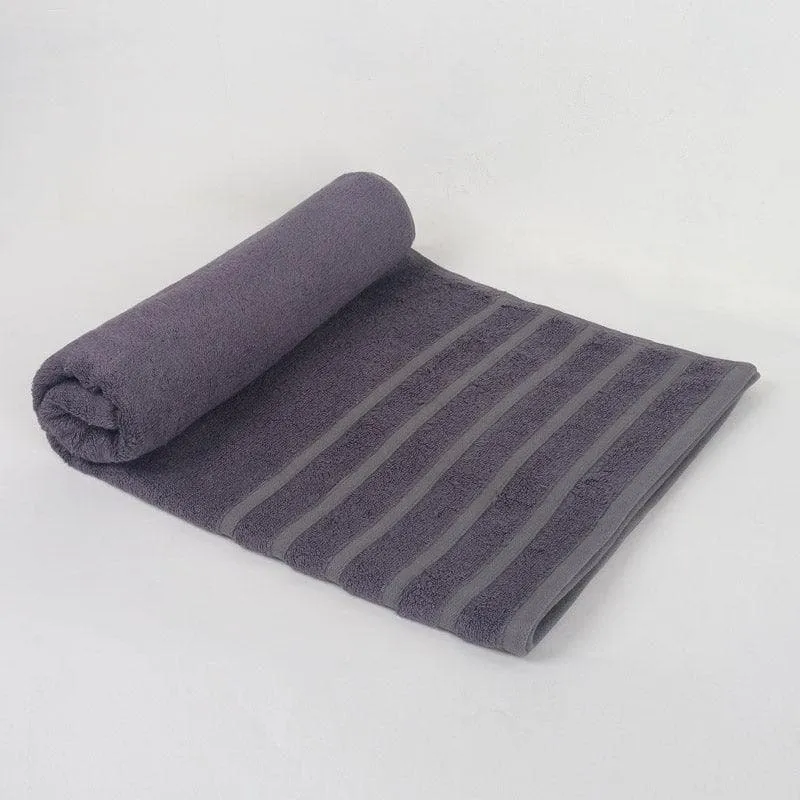 Drip Dry Bath Towel (Cream & Purple) - Set Of Two