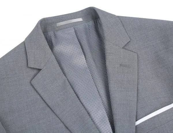 Grey Stretch Trim Fit 2 Pc Suit