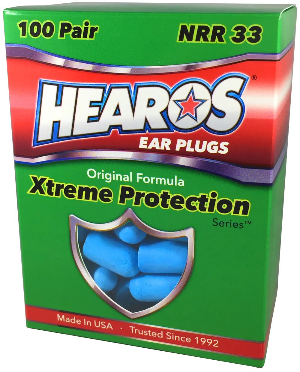 HEAROS XTREME Foam Earplugs, 33dB NRR Ear Plugs, 100 pairs, Foam Ear Plugs Noise Reduction & Hearing Protection For Sleeping, Snoring, Working, Shooting, Travel, Concerts