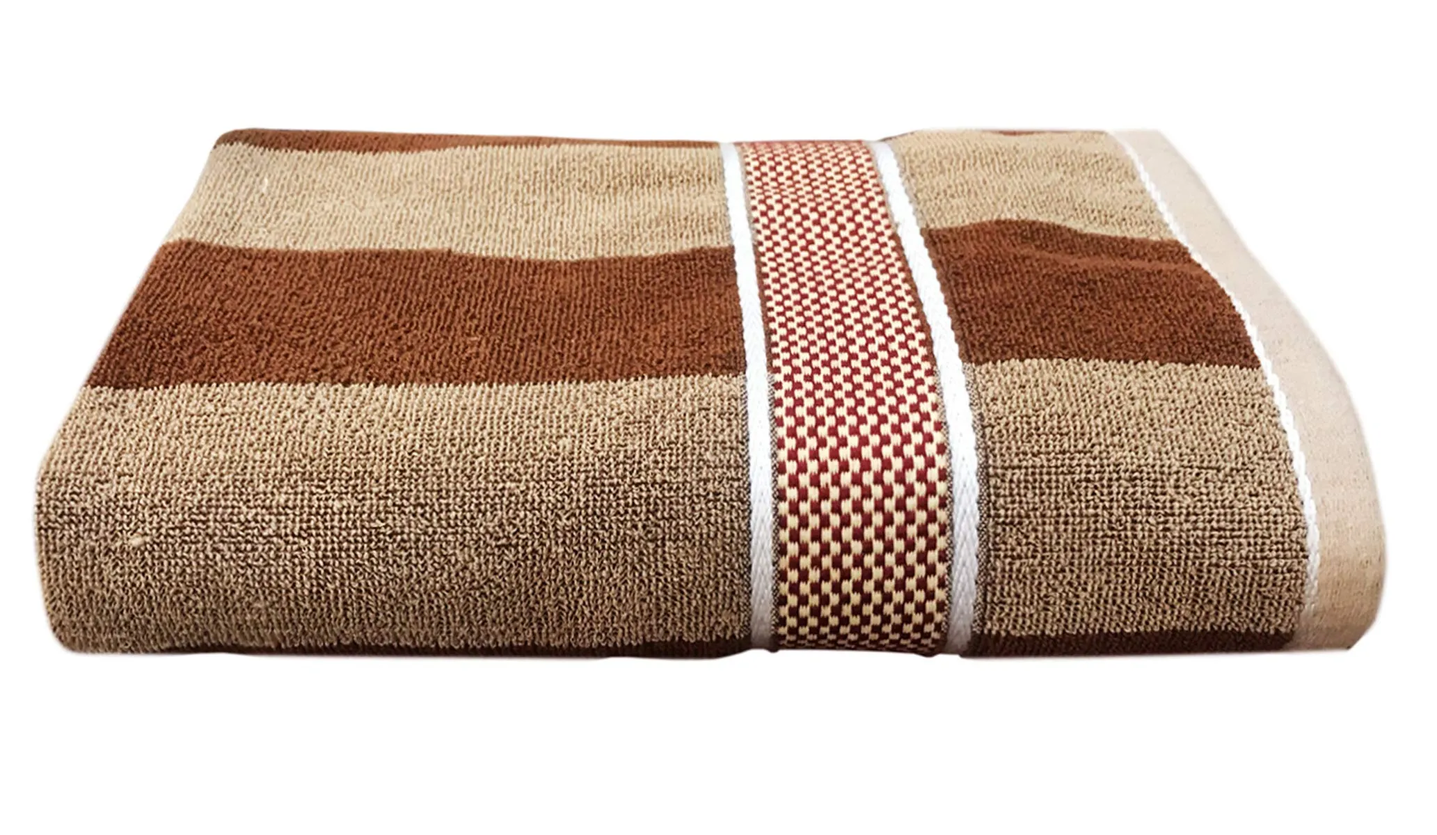 Heart Home Luxurious, Soft, Cotton Towel (30"x60", Blue & Brown, 2 Pieces)-HHEART16058