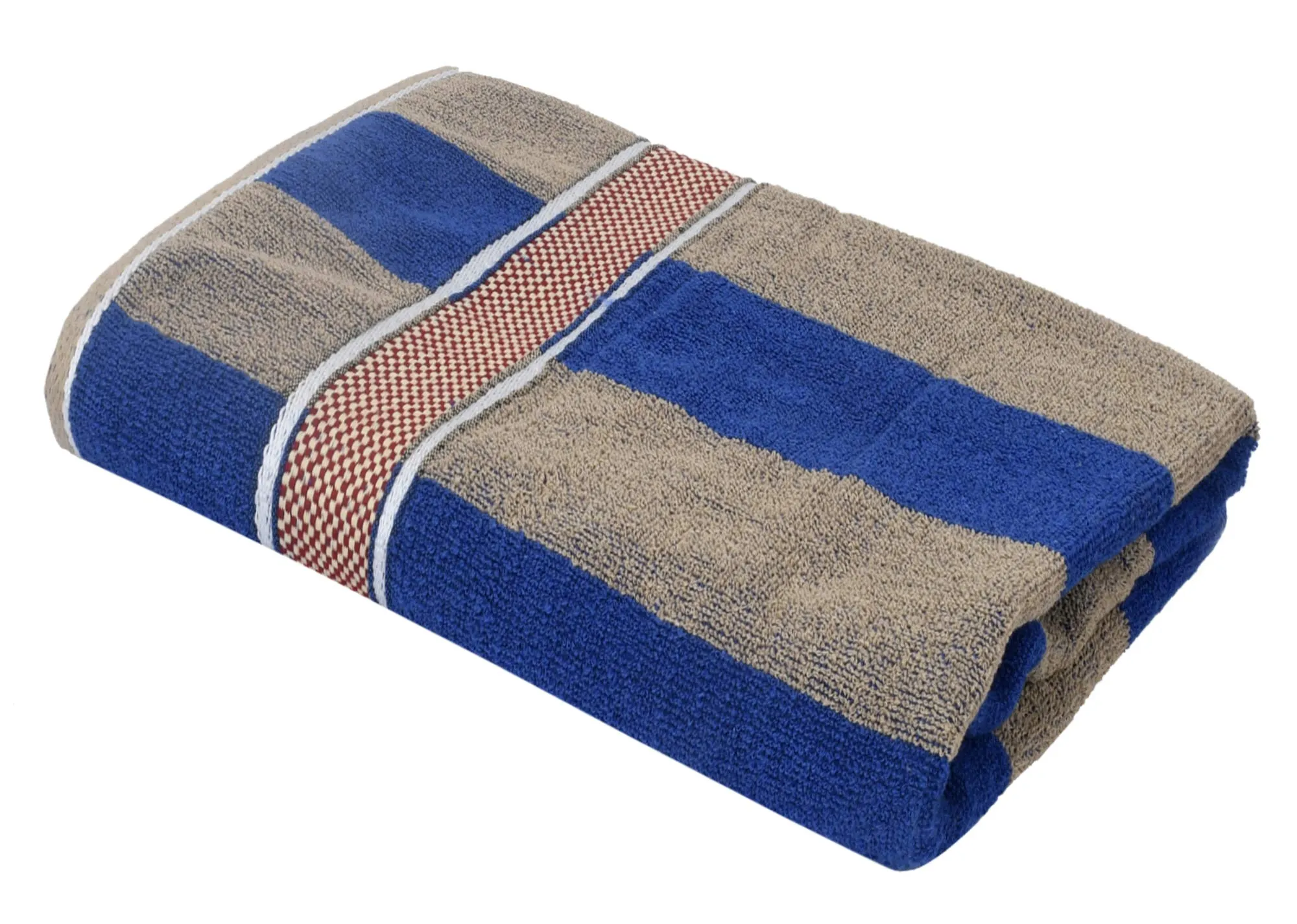 Heart Home Luxurious, Soft, Cotton Towel (30"x60", Blue & Brown, 2 Pieces)-HHEART16058