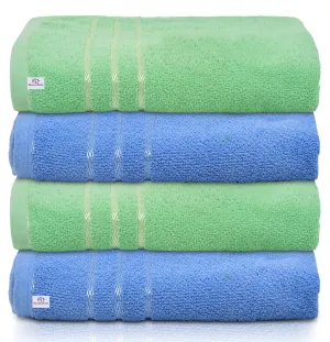 Heart Home Premium Super Soft, Fluffy, and Absorbent, Cotton Bath Towel Perfect for Daily Use, 30"x60", Pack of 4 (Green & Black)