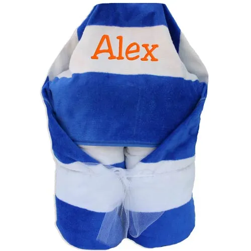 Hooded Beach Towel  Royal Stripes