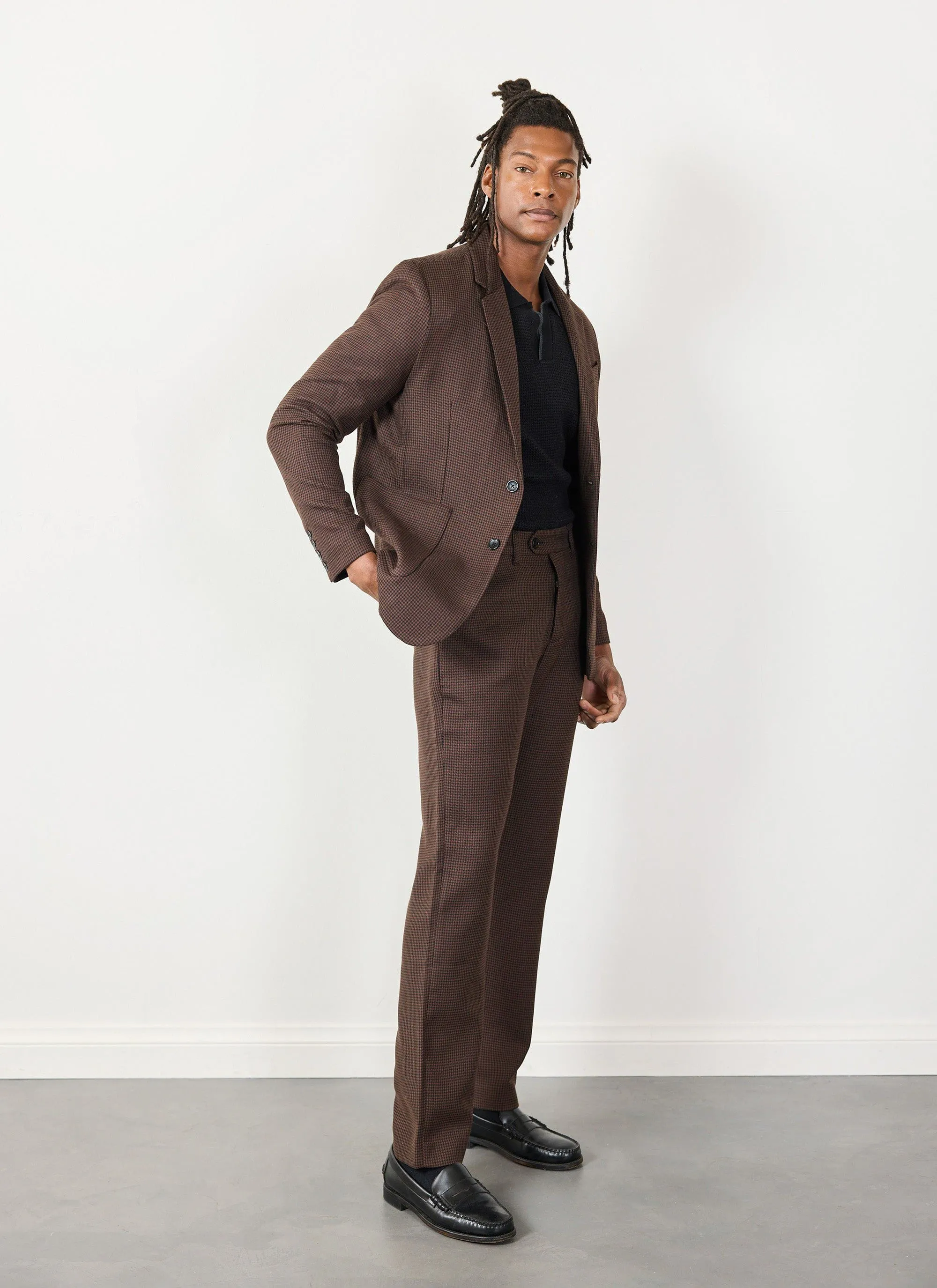 Houndstooth Tailored Blazer | Espresso