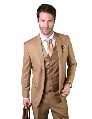 JASPER CARAMEL TAILORED FIT 3 PC SUIT