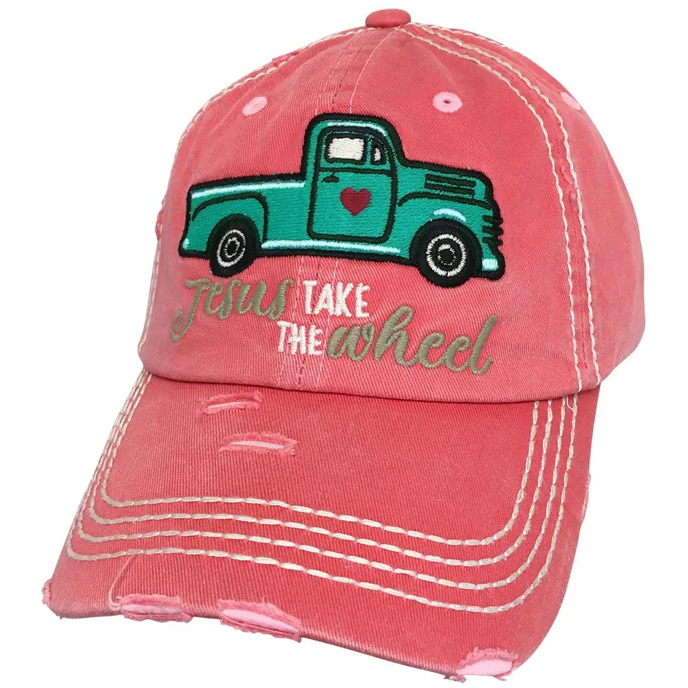 KBV-1235 Jesus Take The Wheel Cap Hot Pink