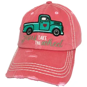 KBV-1235 Jesus Take The Wheel Cap Hot Pink