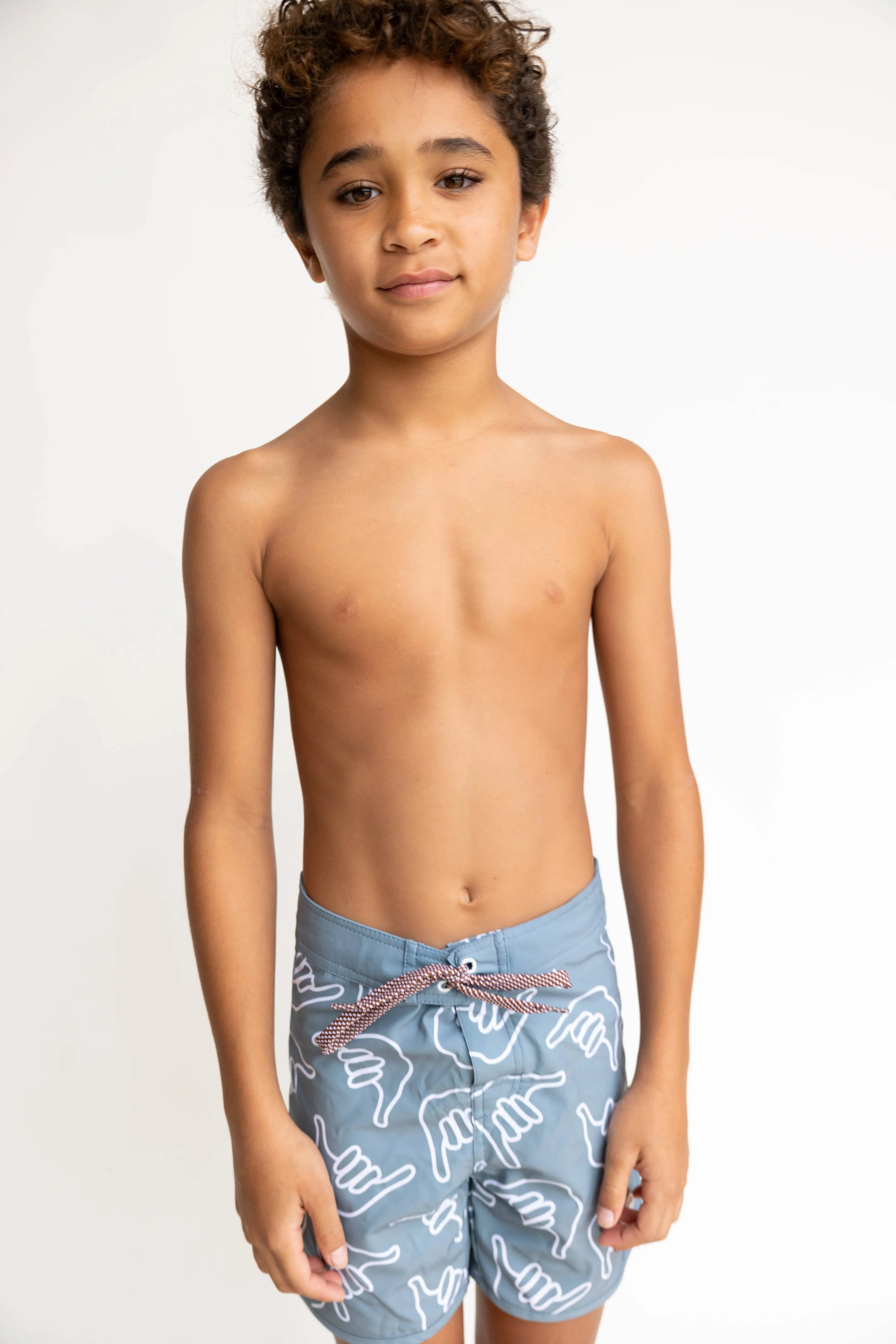 Kid’s Retro Boardshorts in Slate Gray Shaka