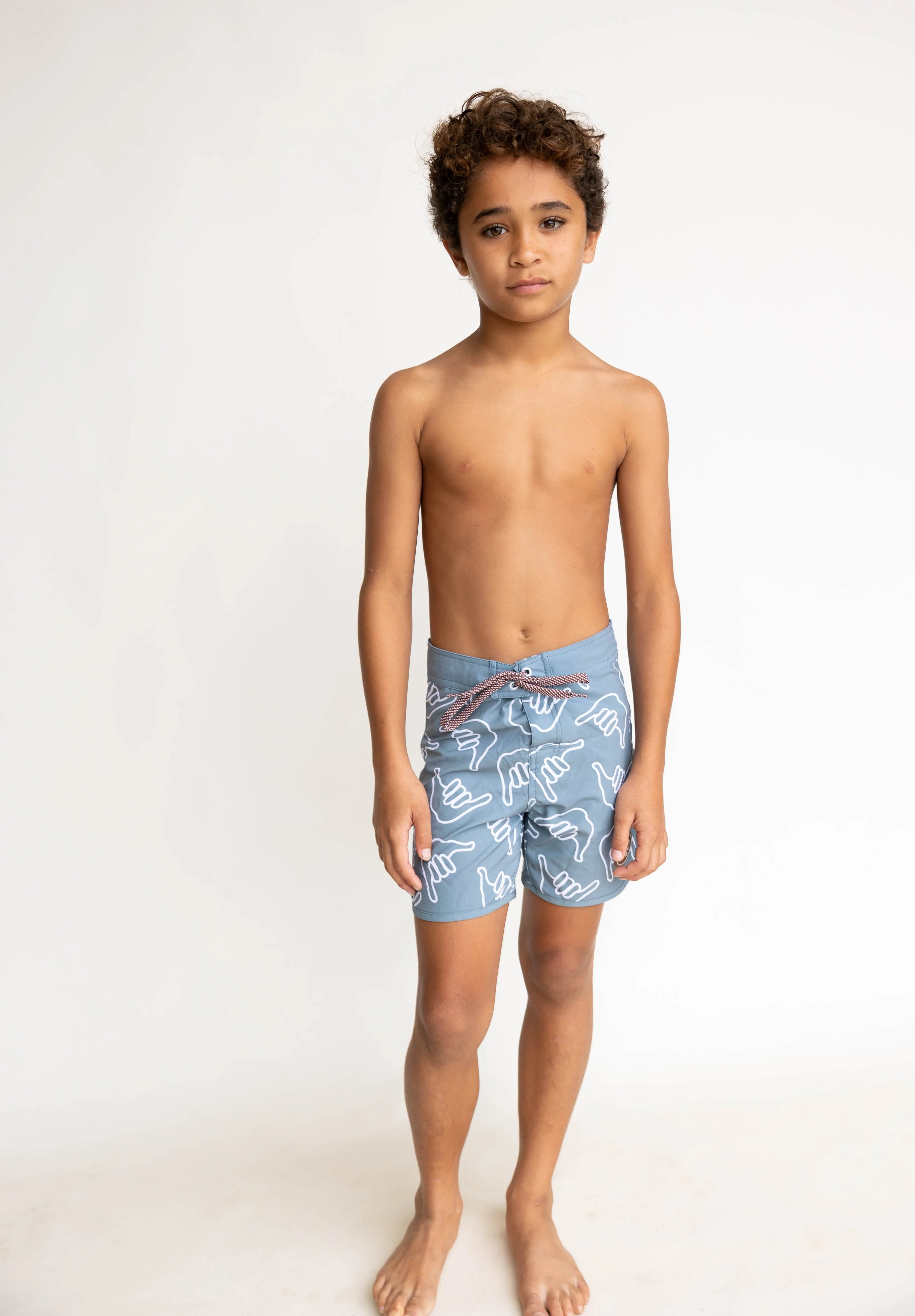 Kid’s Retro Boardshorts in Slate Gray Shaka