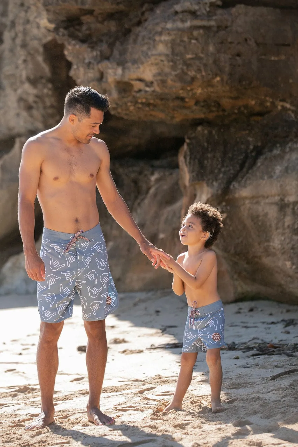 Kid’s Retro Boardshorts in Slate Gray Shaka