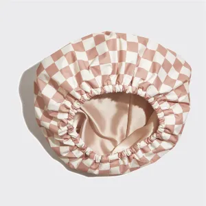 Kitsch Satin Lined Flexi Shower Cap - Terracotta Checker