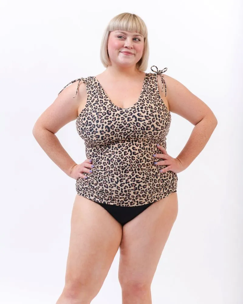 Leopard V-Neck Tankini Top