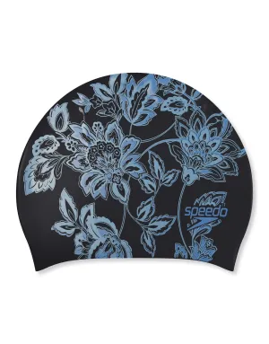 Long Hair Printed Swim Cap - Multi/Black