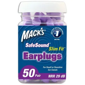 Macks Slim Fit Smaller Soft Foam Ear Plugs (NRR 29 | Bottle of 50 Pairs)