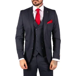 Mens 3 Piece Suit Gatsby 1920s Gangster Pinstripe Tailored Fit