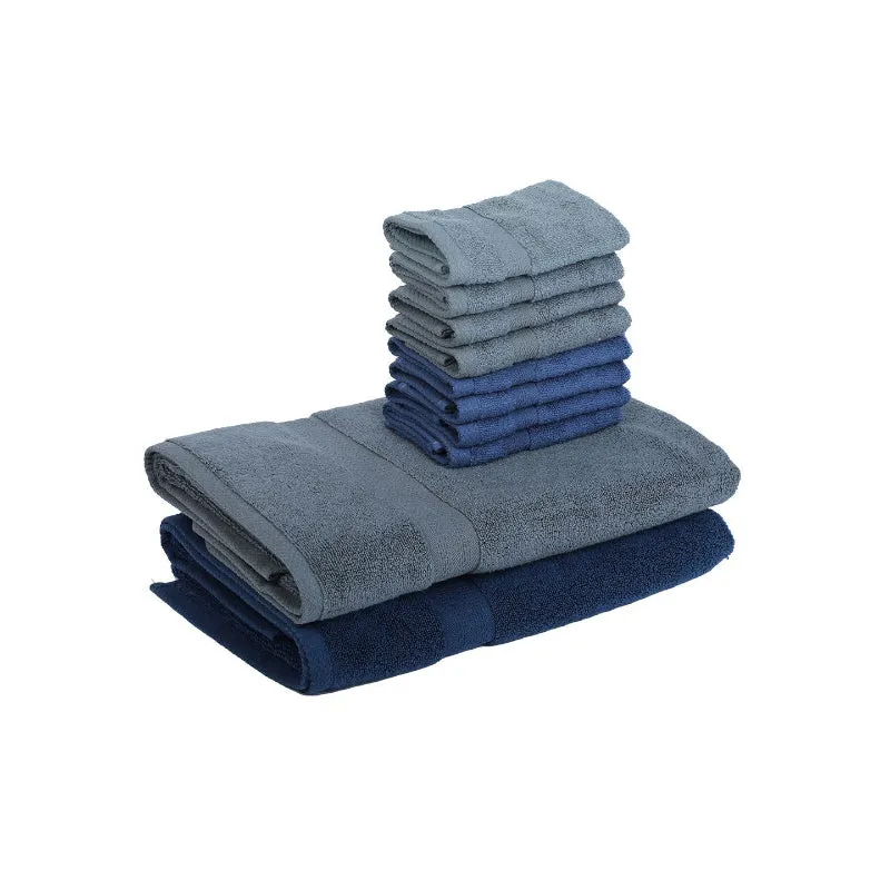 Miorah Towel Combo (Blue & Grey) - Set Of Ten