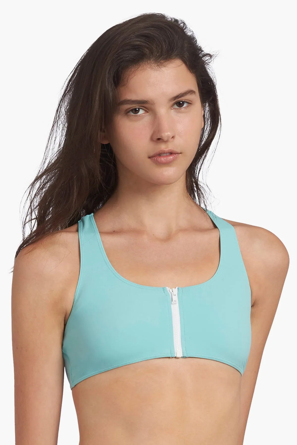 MISKA Paris Mix And Match Sport Girls Swim Top - Blue Lagoon (Size 14 left)