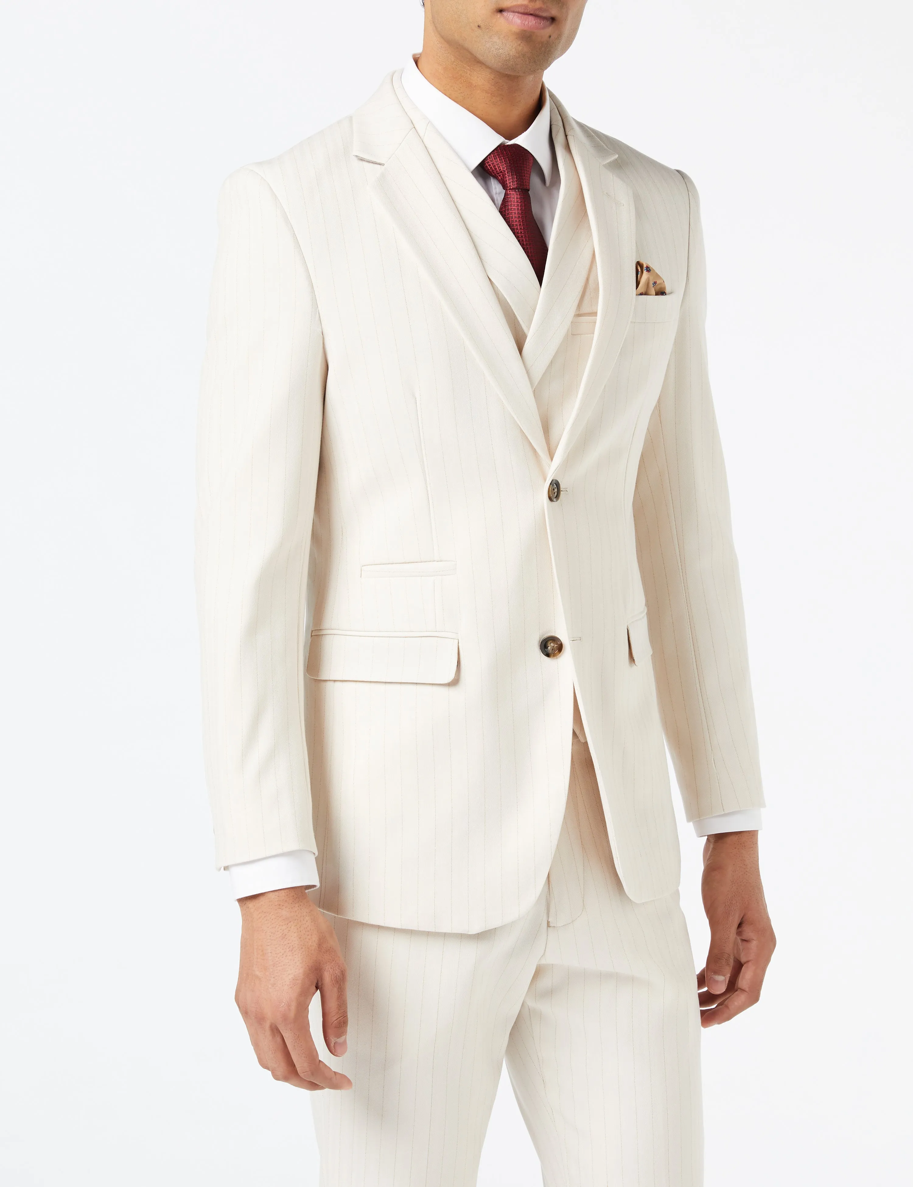 NEIL - BEIGE GOLD PINSTRIPE SUIT