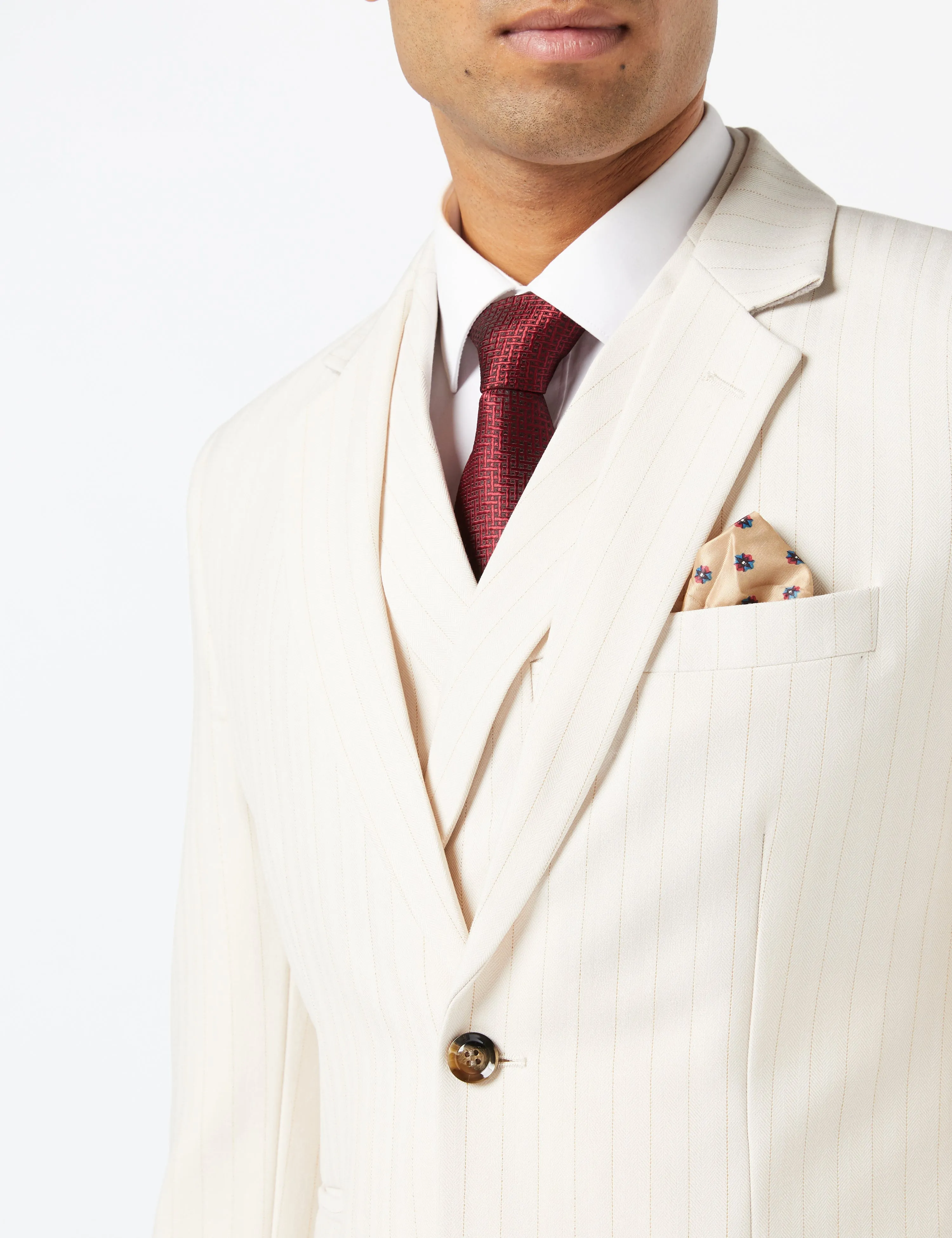 NEIL - BEIGE GOLD PINSTRIPE SUIT