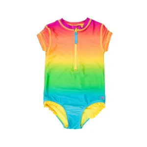 Neon Sunset Kids Short Sleeve Rash Guard One Piece