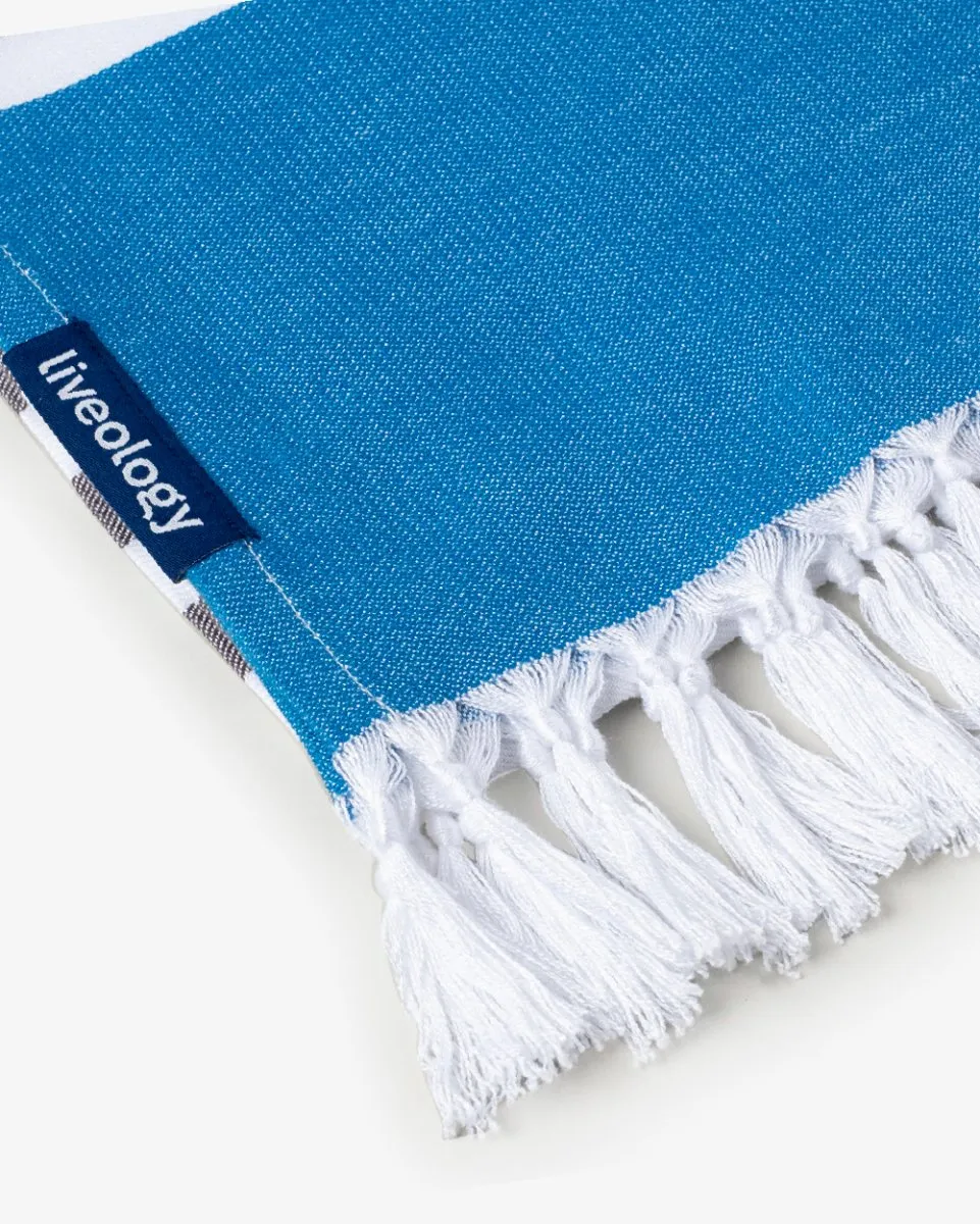 Peacock Blue Bamboo & Cotton Blend Woven Towel | Tula stripe