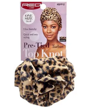 Red By Kiss  Pre Tied Top Knot Turban HSFP12 Leopard