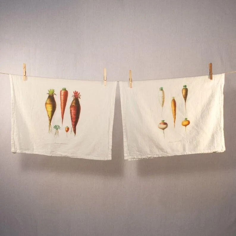 Root Vegetable Flour Sack Towels