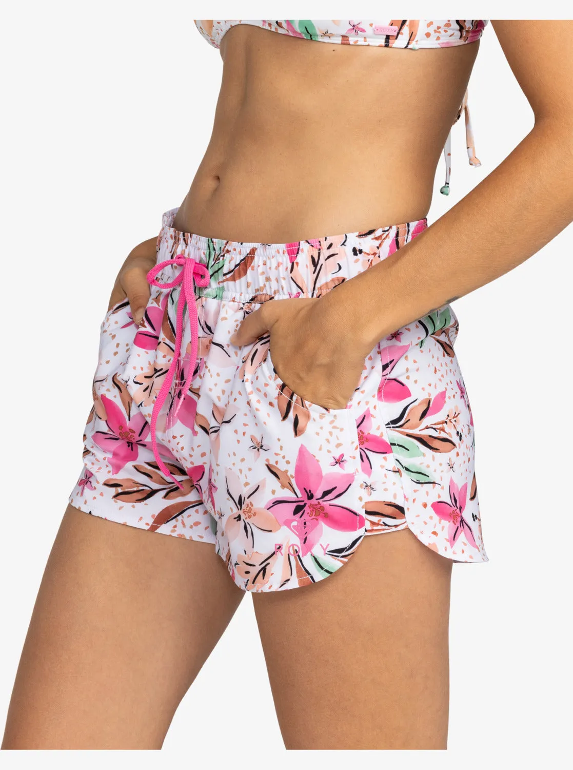 Roxy Wave Printed 2" Boardshorts for Women - White Happy Tropical Swim