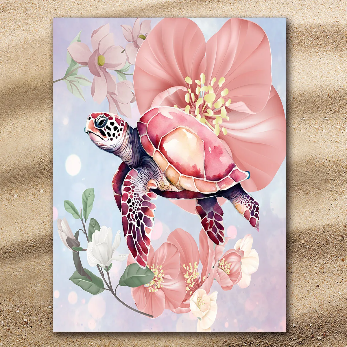 Sea Turtle Blossoms Extra Large Towel