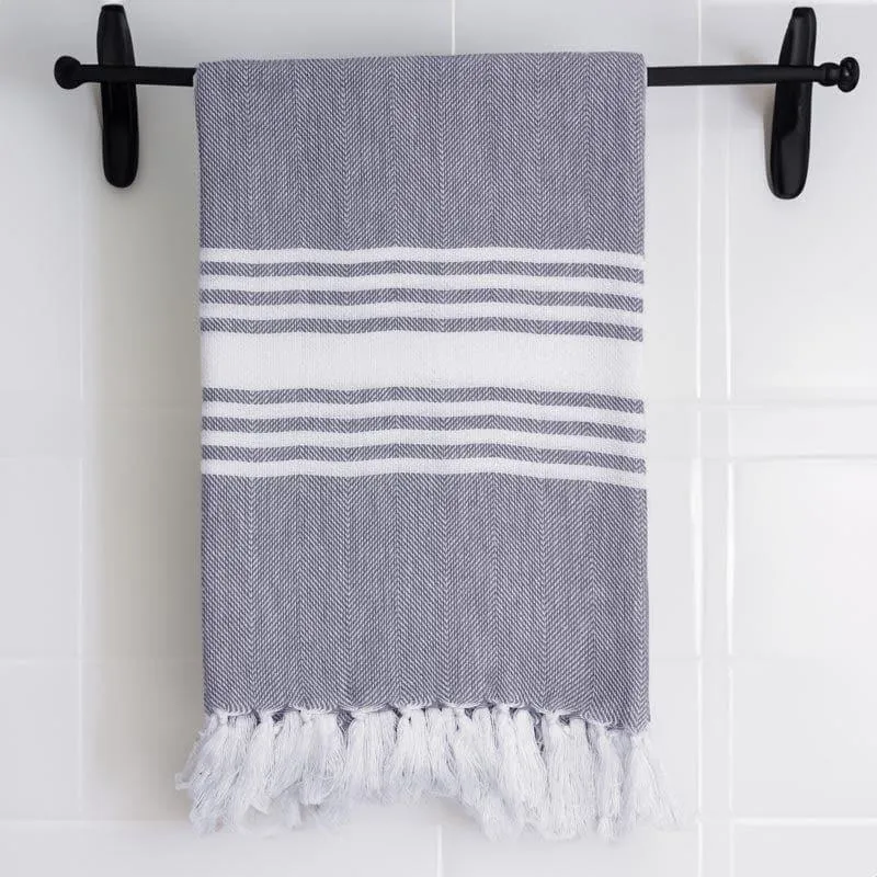 Striped Bliss Bath Towel - Cool Grey