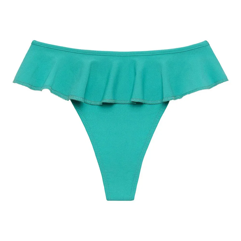 Tamarindo Ruffle Bikini Bottom Teal