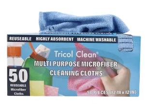 Tricol Clean 50 PK Edgeless Microfiber Cleaning Rag in Dispenser Box