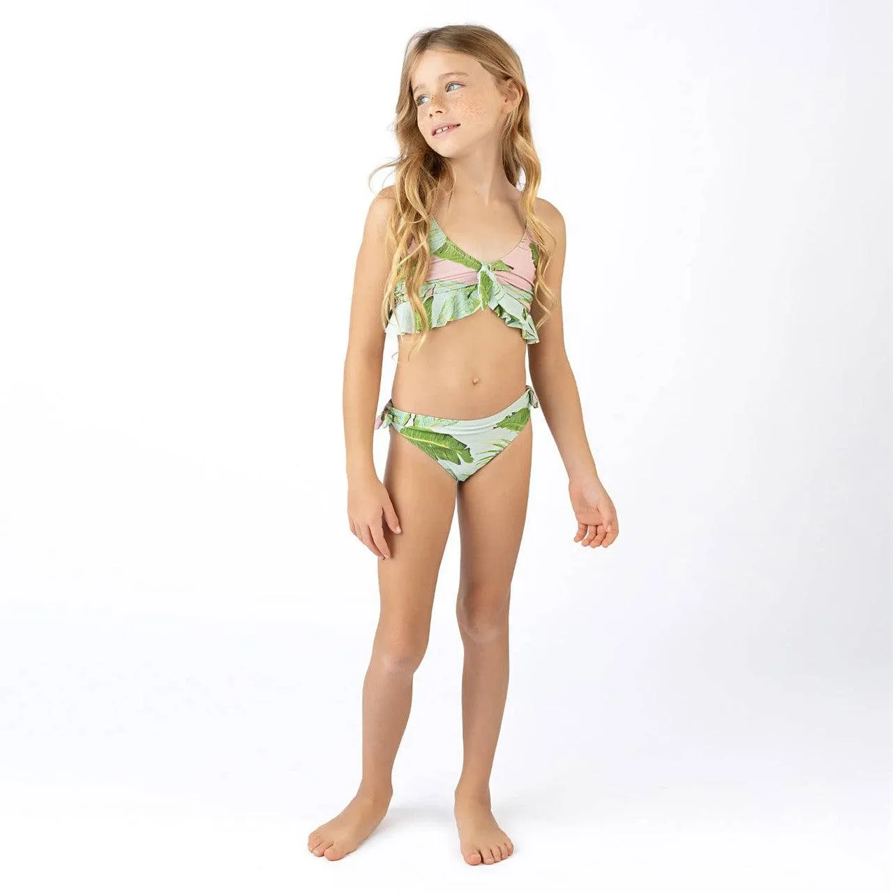 Tween Swimwear | Ruffle Bikini: Shimmer Cabana Palms | Shade critters