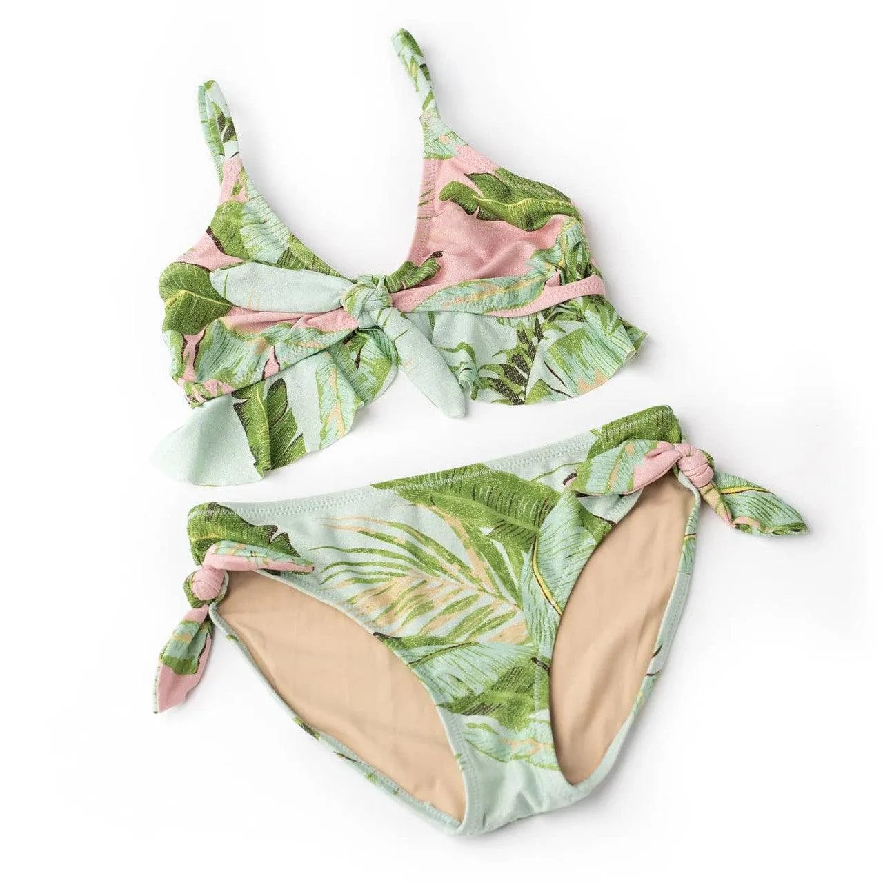 Tween Swimwear | Ruffle Bikini: Shimmer Cabana Palms | Shade critters