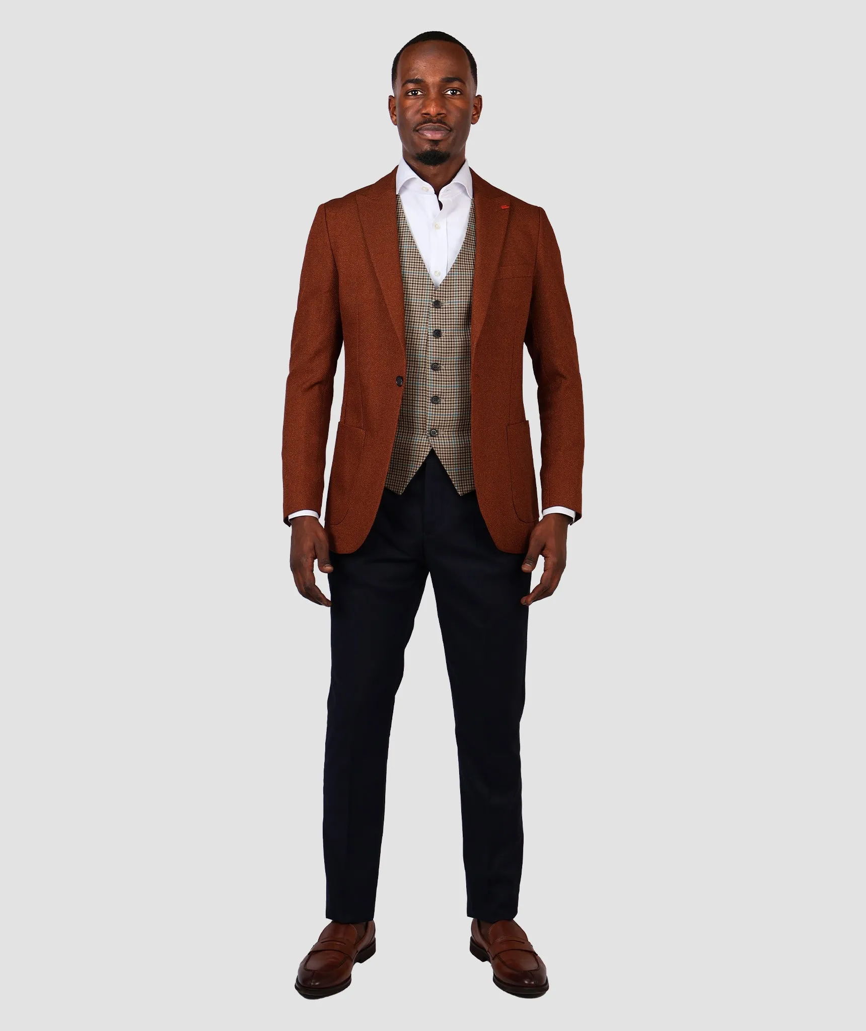 TWN Slim Fit Mustard Combination Suit