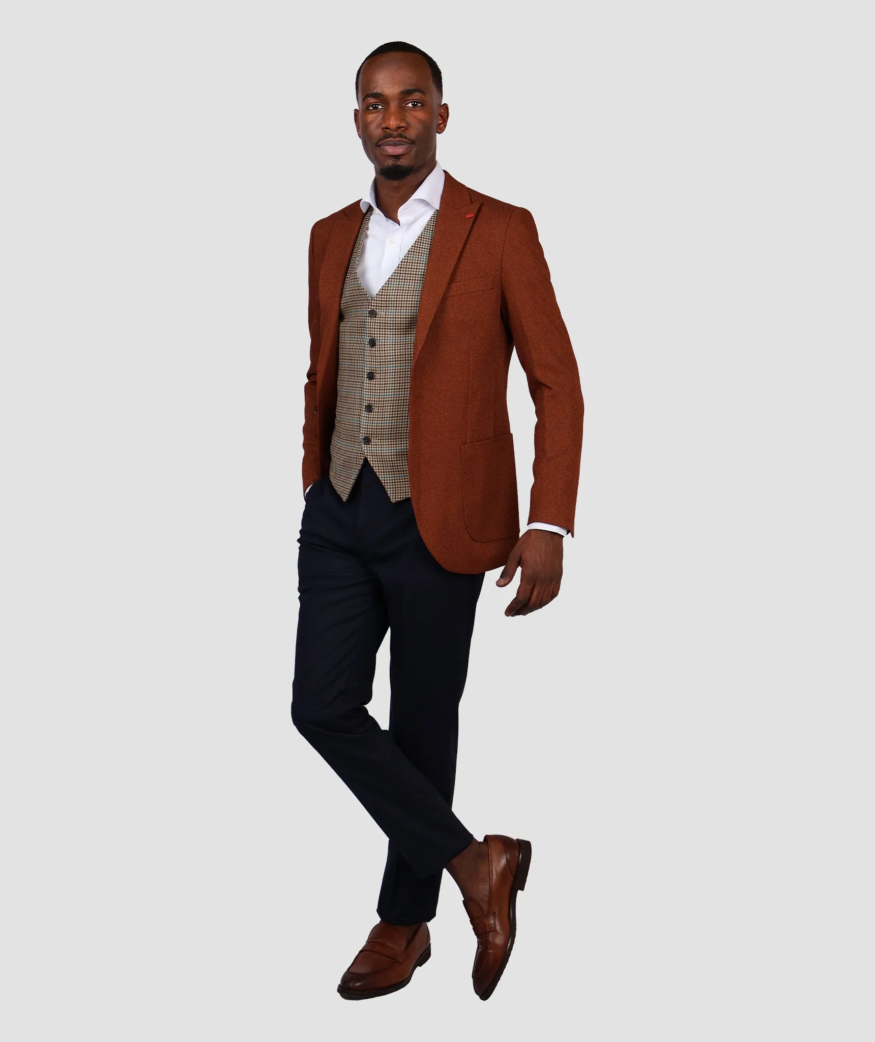 TWN Slim Fit Mustard Combination Suit