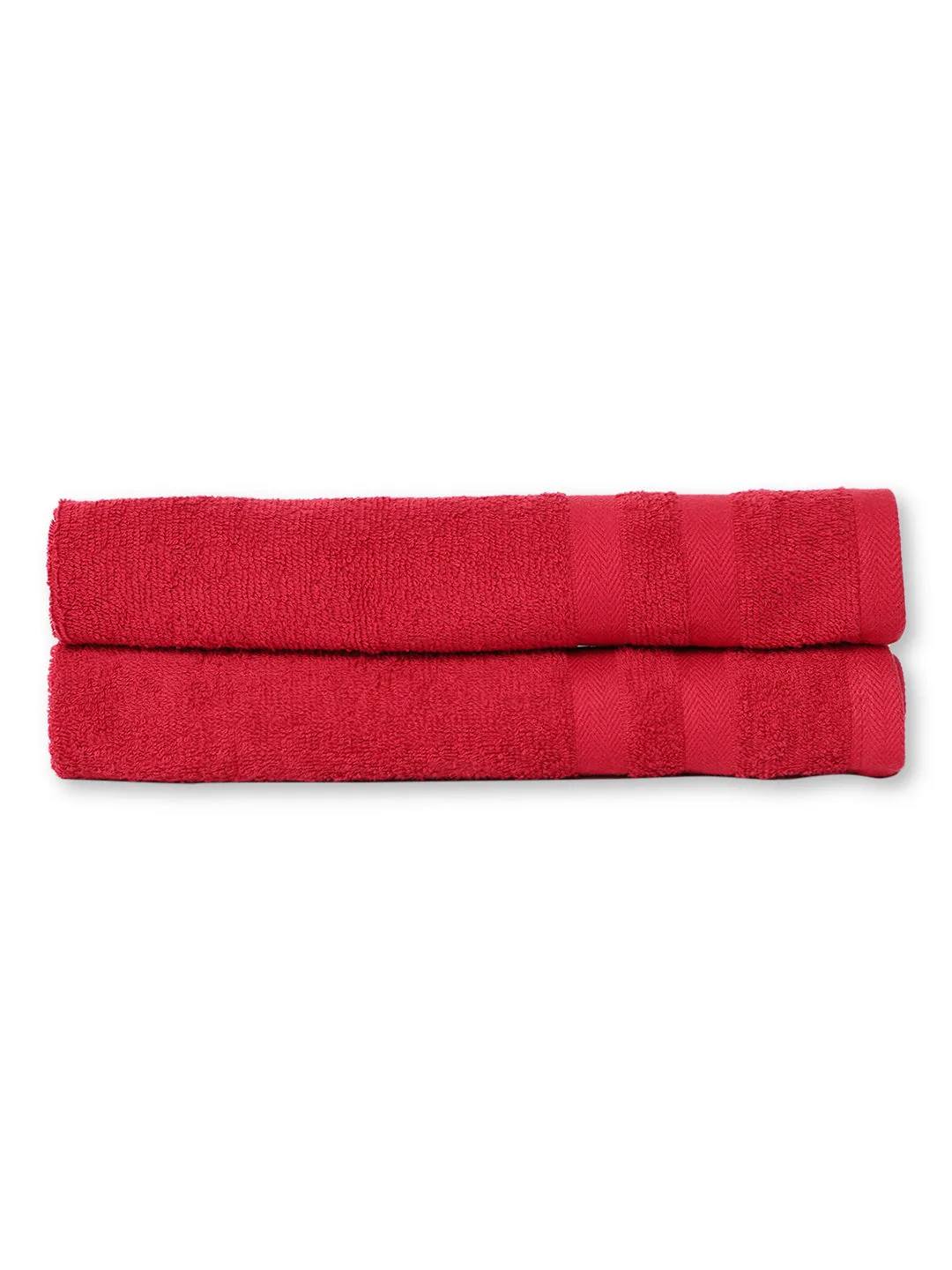 Unisex Red Basic Terry Hand Towel -Pack of Two